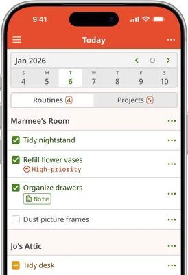 Screenshot of Homemaking App today page on iOS