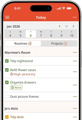 Screenshot of Homemaking App today page on iOS
