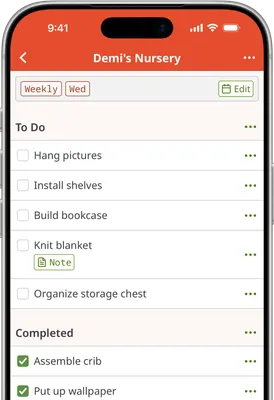 Screenshot of Homemaking App project page on iOS